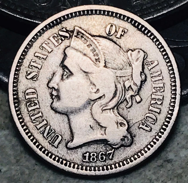 1867 Three Cent Nickel Piece 3C Ungraded Choice Civil War Era US Coin CC18179