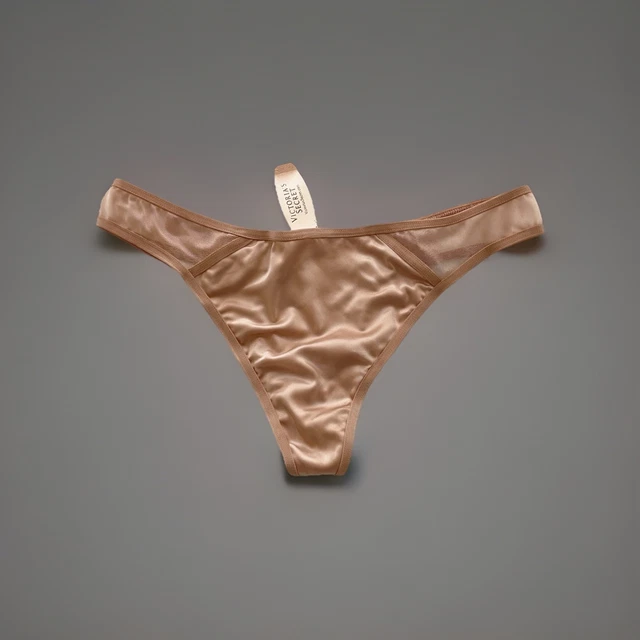 Culotte String Satin Victoria's Secret Vintage - Taille L Noir - Neuve Avec Étiquettes