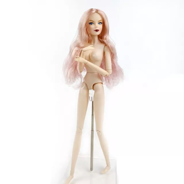 Pink Wavy Hair Blue Eyes Nude Body + Head Jointed Movable Body for 11.5" Dolls 2