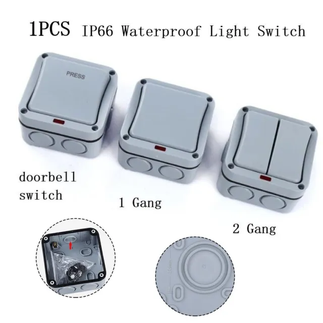 Switch Doorbell Switch 1 GANG 2 GANG Surface Mounted Waterproof 20A 220-250V