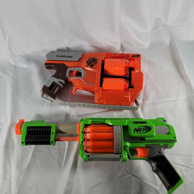 NERF DART TAG Fury Fire Blaster Gun Revolver Green & Orange + Nerf