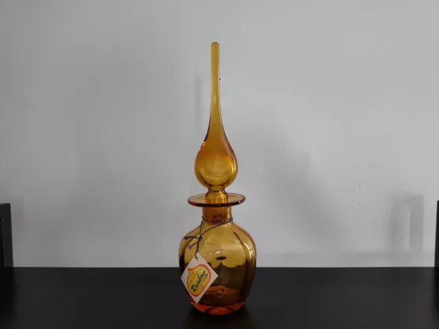 Rainbow Amber Pinched Decanter (mid - century)