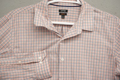 Apt 9 Button Up Shirt Mens XXL 2XLx No Iron Slim Fit Long Sleeve Check