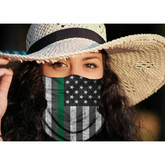 Thin Green Line Neck Gaiter with Free Neoprene Glasses Strap Support Military