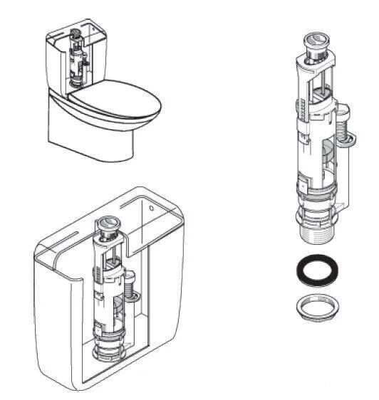 IDEAL STANDARD GEBERIT toilet dual flush valve replacement cistern ...