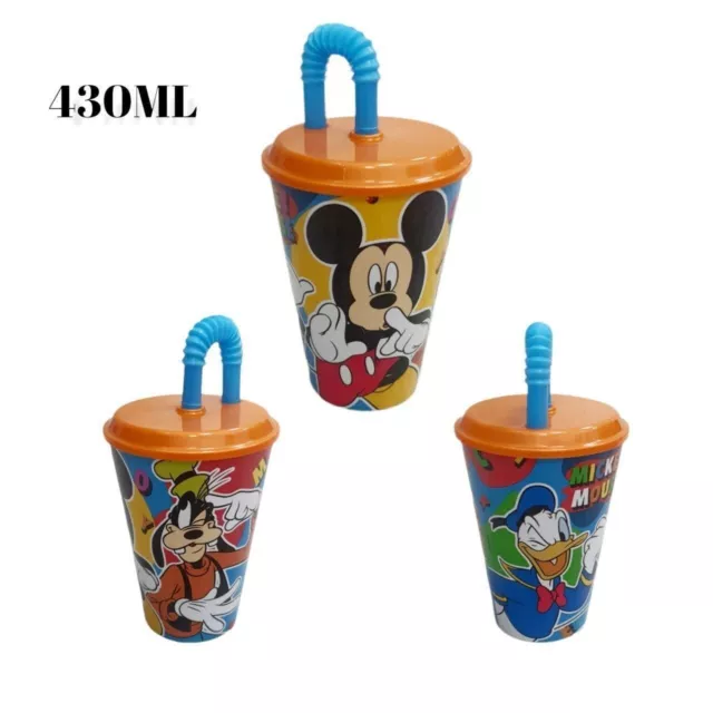 Bicchiere con cannuccia Mickey Disney Topolino Pippo Paperino 430ml