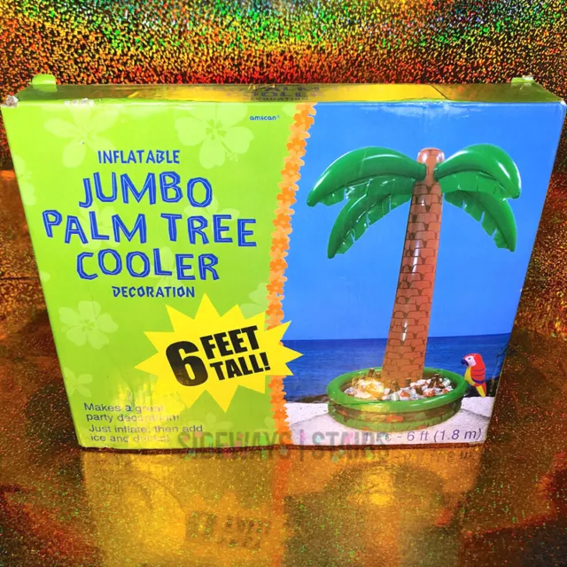 6FT INFLATABLE PALM TREE COOLER drink pool parrot tiki party tropical Hawaii 72"