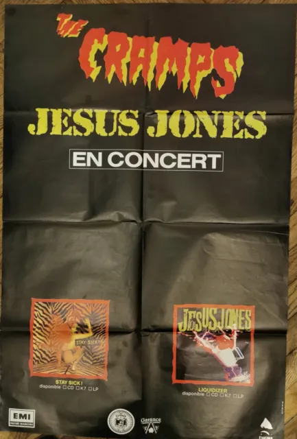 CRAMPS + JESUS JONES - Affiche Originale concert  1990  77x116cm