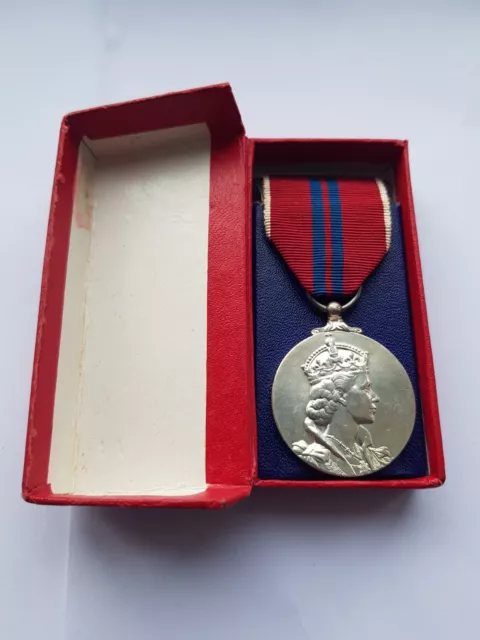 Official 1953 Queen Elizabeth Ii Coronation Medal,Original Box,Silver,Pristine