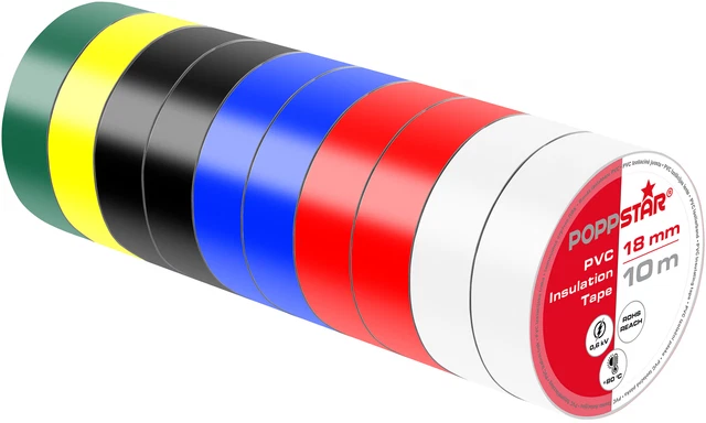 Lot De 10 Rouleaux De Bande Isolante PVC Noir, 10m Chacun - Neuf, étanchéité Et Isolation