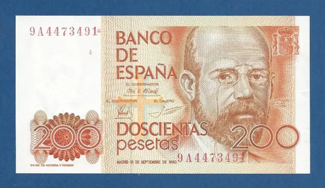 España // Spain -- 200 Pesetas ( 1980 ) -- Vf+ -- Serie De Sustitucion 9A .