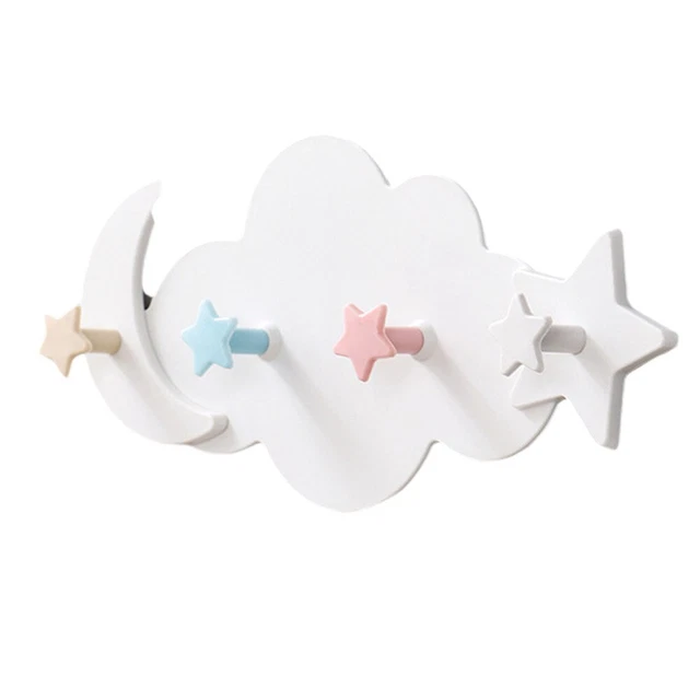 Creative Star Moon Cloud Shape Nail-free Hat Clothes Wall Hook Shelf Hanger Cute