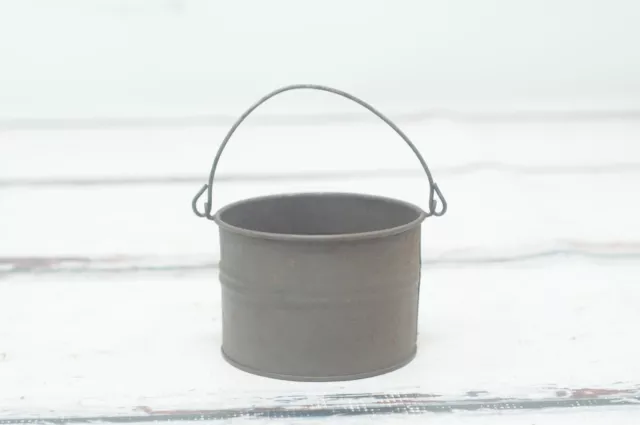 Antique . Tin Berry Bucket Berry Pail Lunch Pail Primitive Tin Collectible Decor