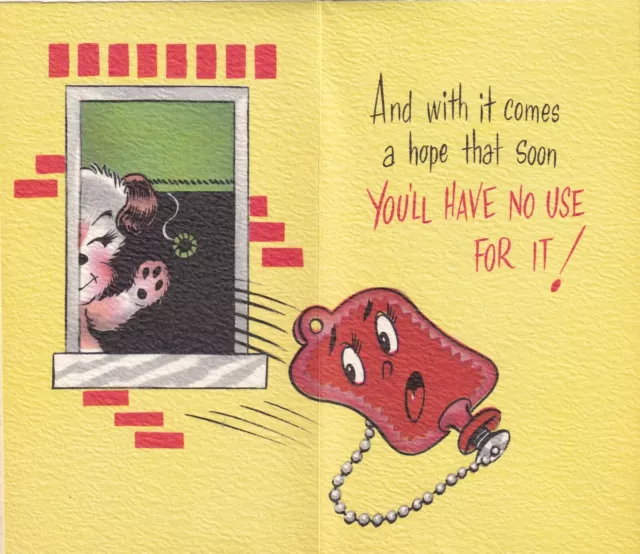 Unused Vtg Greeting Card 60s DA Line Hate To See You Sick Get Well Card Cartoon 2