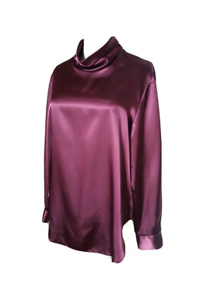 CHEMISIER CHEMISE bordeaux St Michael T.44 VINTAGE 80 90 burgundy blouse sz XL