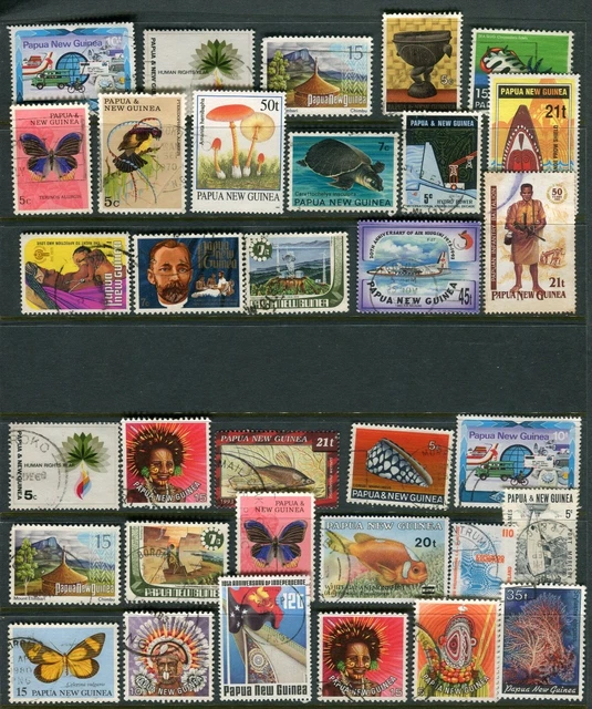 33 Used Papua & New Guinea Stamps Used 1966-2000