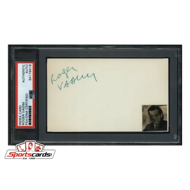 Roger Vadim Signed 3x5 Index Card Actor Writer D.2000 PSA/DNA Authentic Auto
