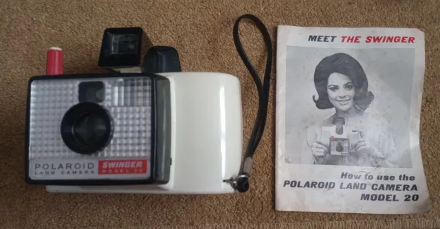 'The Swinger' Polaroid Land Camera Model 20 Vintage Classic Portable White  60's