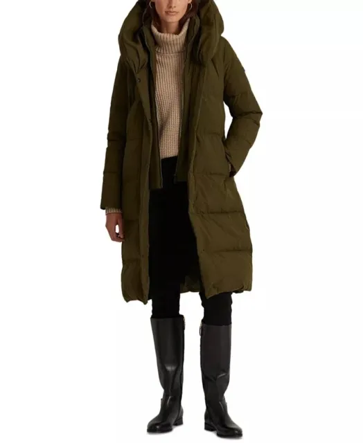 LAUREN RALPH LAUREN Women's Green Hooded Down Coat SMALL New- Without Tags