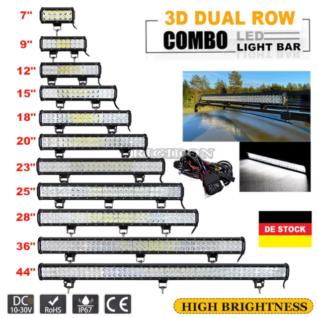 LED Work Light Bar 4 7 12 15 18 20 23 25 28 36 44inch 12v Offroad SUV 4x4 ATV