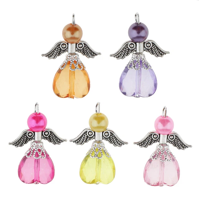 10 Stück Mixed Angel Wings Charms Anhänger Facettierte Acryl   Perlen 3