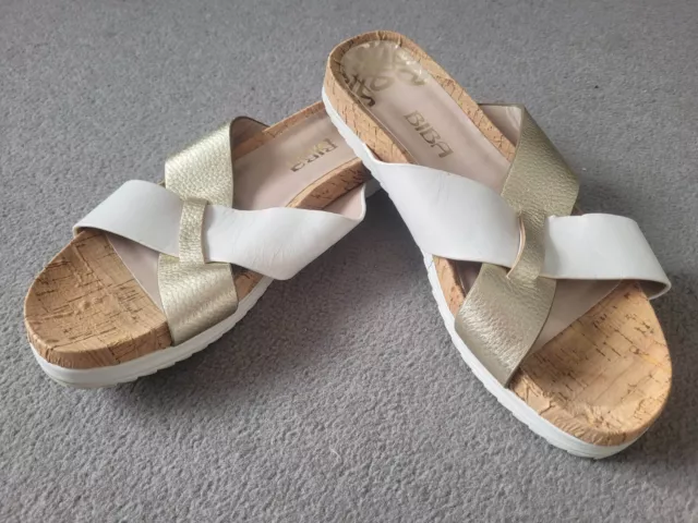 BIBA Luper leather  mules shoes cork white/gold color size UK 4 worn once