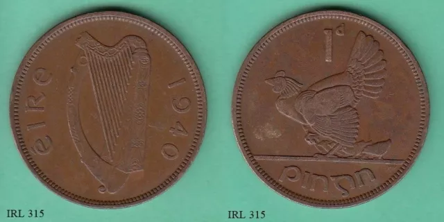 Ireland 1d One Penny 1940 Coin