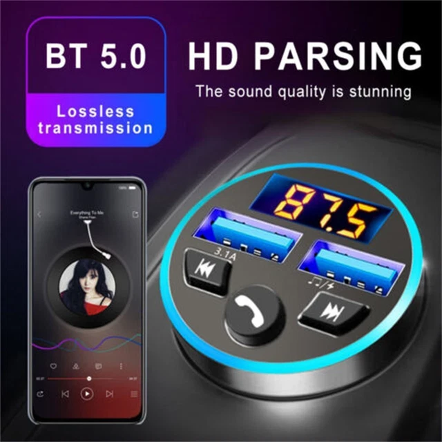 Transmetteur FM Bluetooth sans fil Lecteur MP3 Chargeur rapide Adaptateur