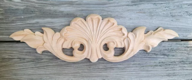 Wood Applique Maple Crown Overlay. Traditions Collection 20"x5 7/8" X 3/4"