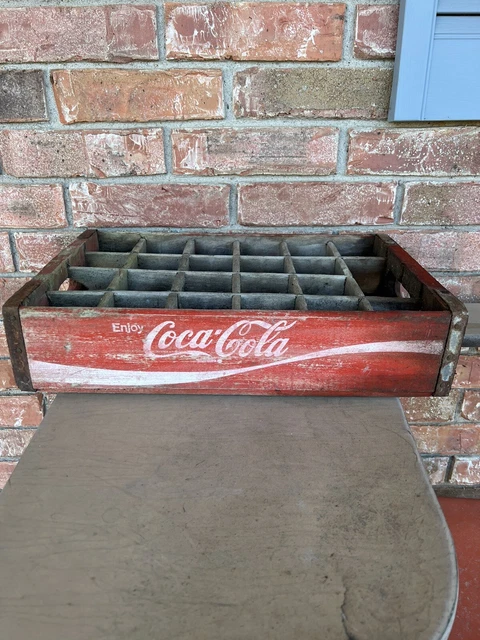 VINTAGE ENJOY COCA-COLA Wood Crate - Coke Bottle Open Wooden Crate $45.