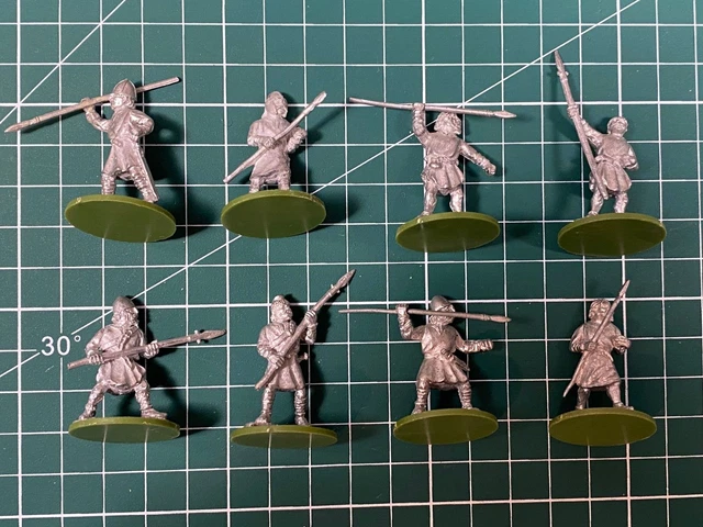 SAGA 1pt WARRIORS SAXONS VIKINGS SPEARMEN DARK AGE 28MM METAL FIGURES 8x
