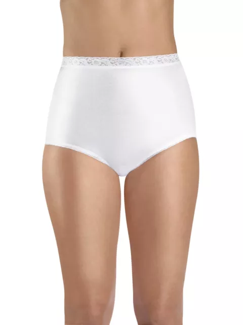 HANES WOMEN'S NYLON Lace Brief Panty Underwear, 6-Pack White Size