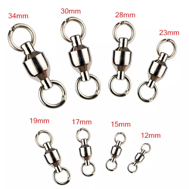 10x Heavy Duty Stainless Steel Ball Bearing Fishing Swivels Solid Rings Size#0-7