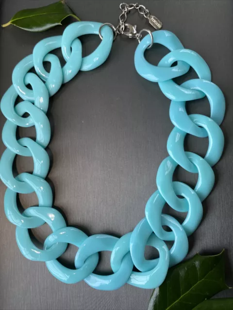 Mermaid-Core Fornash Turquoise Mega Plastic Chunky Cuban Chain Necklace 20" +2"