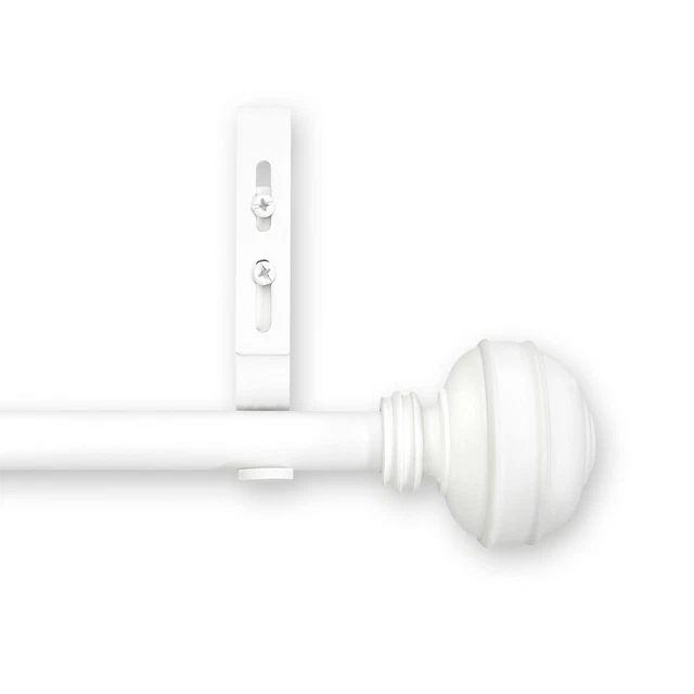 Pinnacle Adjustable Unique White Knob Curtain Rod Collection 28-50"
