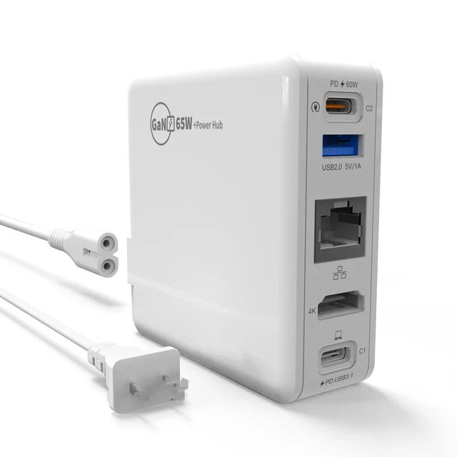 5-in-1 Expansion USB C HDMI Adapter Fast Charger Dock Station With Power Cable