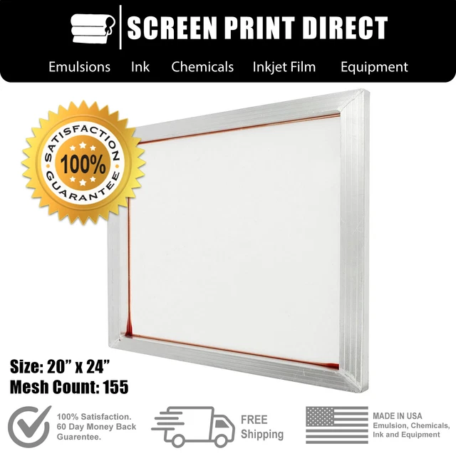 Pantallas de marco de aluminio Ecotex® para serigrafía 20"" x 24"" - 155 malla blanca