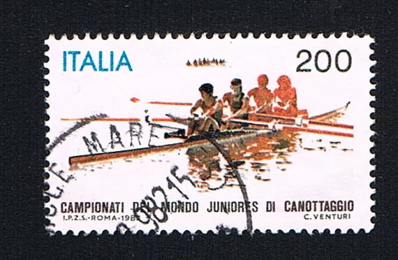 ITALIA FRANCOBOLLO CAMPIONATI MONDIALI JUNIORES DI CANOTTAGGIO 1982 usato (BI167