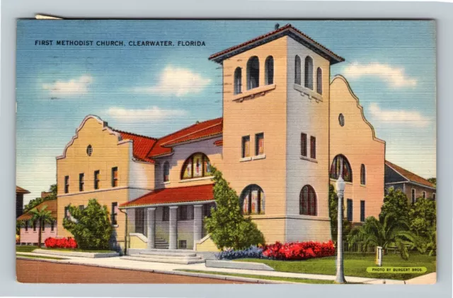 Clearwater, FL-Florida, First Methodist Church, c1945 Vintage Postcard