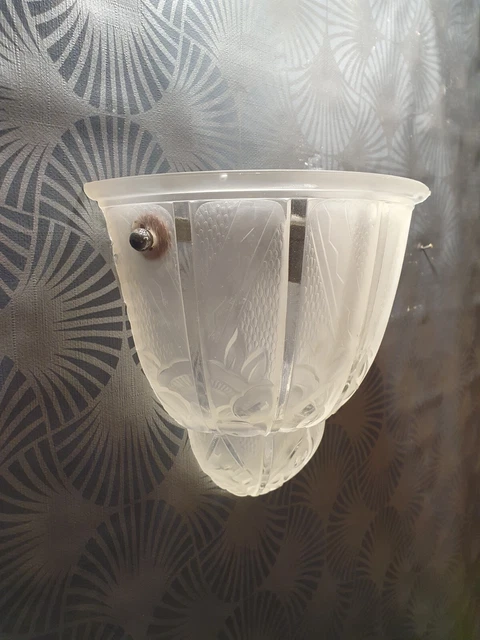 ancienne applique murale lampe art déco HETTIER & VINCENT vasque en verre lustre 8