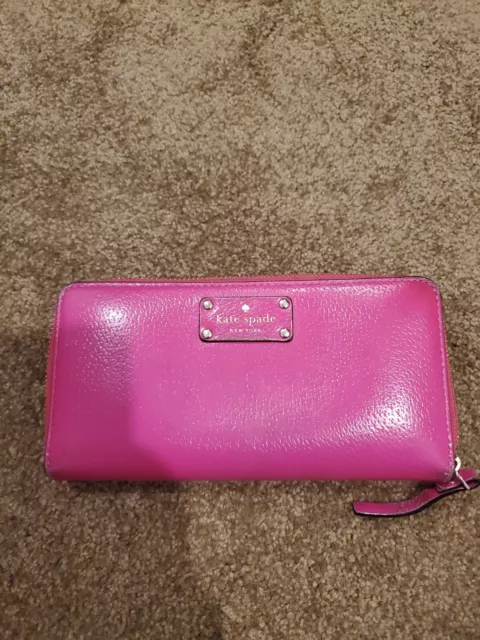 Kate Spade Bifold Zip Clutch Wallet Leather Pink