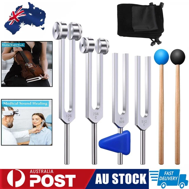4 Pack Tuning Fork Set(128 Hz,256 Hz,512 Hz,528 Hz)with Tuning Fork Hammer