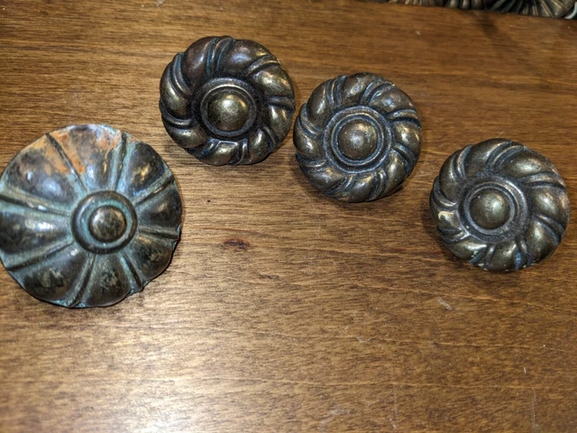 4 Vintage Hardware Pieces- Drawer Pulls- 3 Matching- 1 Thicker-Marked