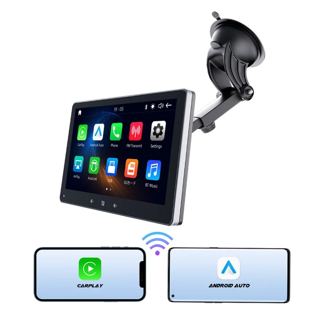 Android Auto CarPlay Portable On-Visor 7" QLED Car Stereo Radio GPS Navigation