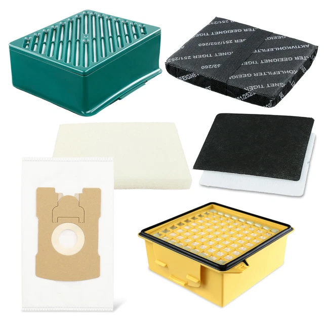5 Premium Sacchetti Per Aspirapolvere adatti per Folletto Vorwerk Tiger VT 260, 265, 270, 300 - VT260, VT265, VT270, VT300 | con microfibra speciale | 5 Pezzi | Adattabili - accessori - ricambio