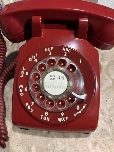 ORIGINAL RED AT&T 500DM Rotary Phone Bell System Property Not For sale ...