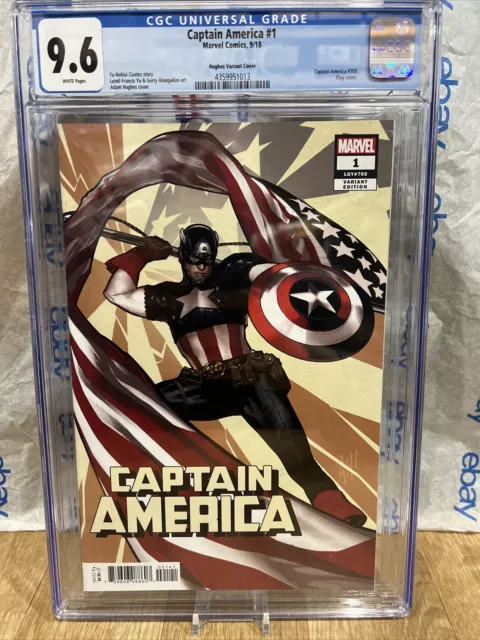 Cgc 9.6 Captain America #1 Hughes Variant Flag Cover 2018 Cap #705