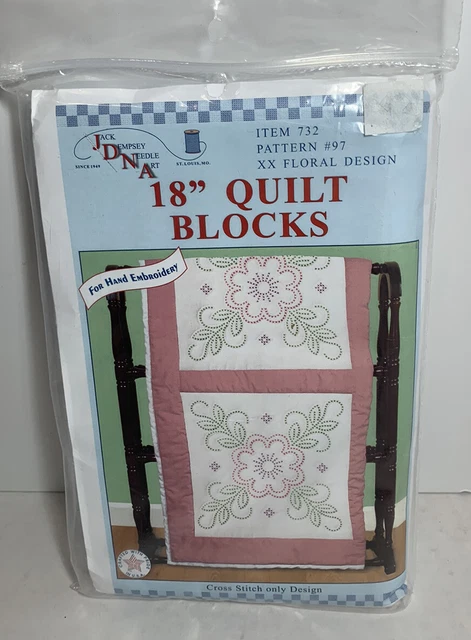 Bloques de edredones blancos estampados Jack Dempsey 18""X18"" 6/paquete-diseño floral, 732 97