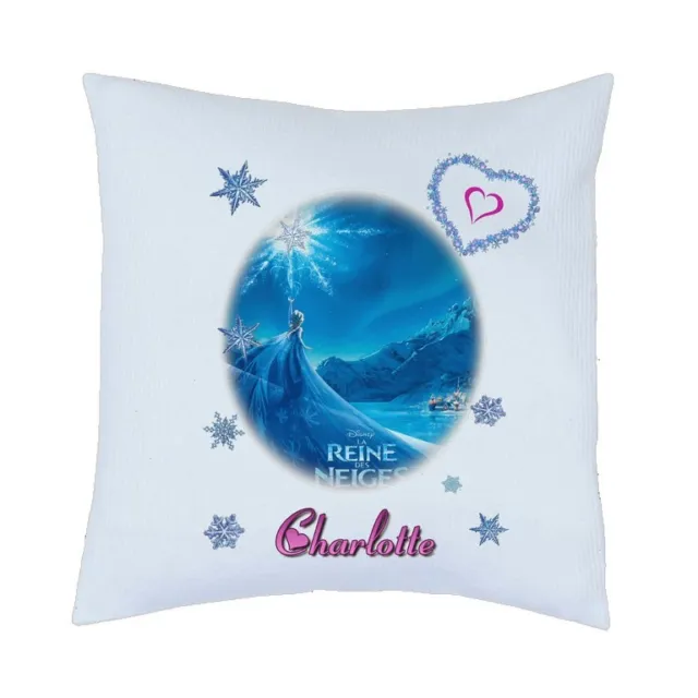 coussin LA REINE DES NEIGES personnalise prénom au choix réf 10