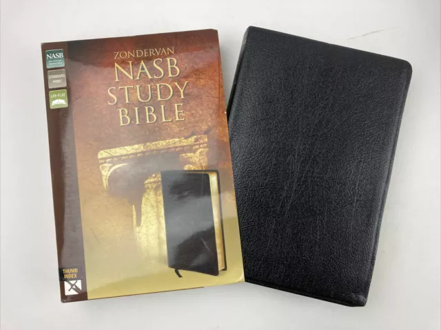 NASB Study Bible, Zondervan, Black Bonded Leather, Red Letter, Thumb Index